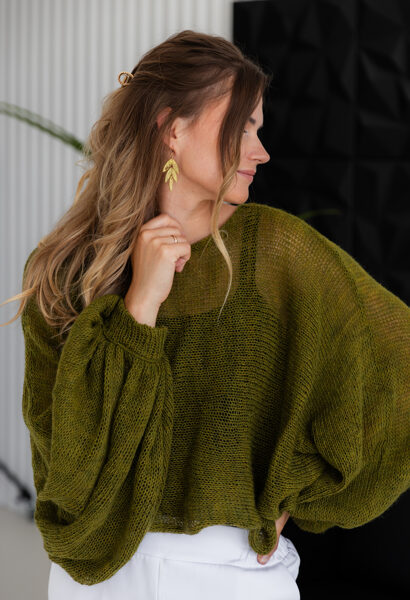 Akcenta auskari lapiņas zaļš ar zeltu